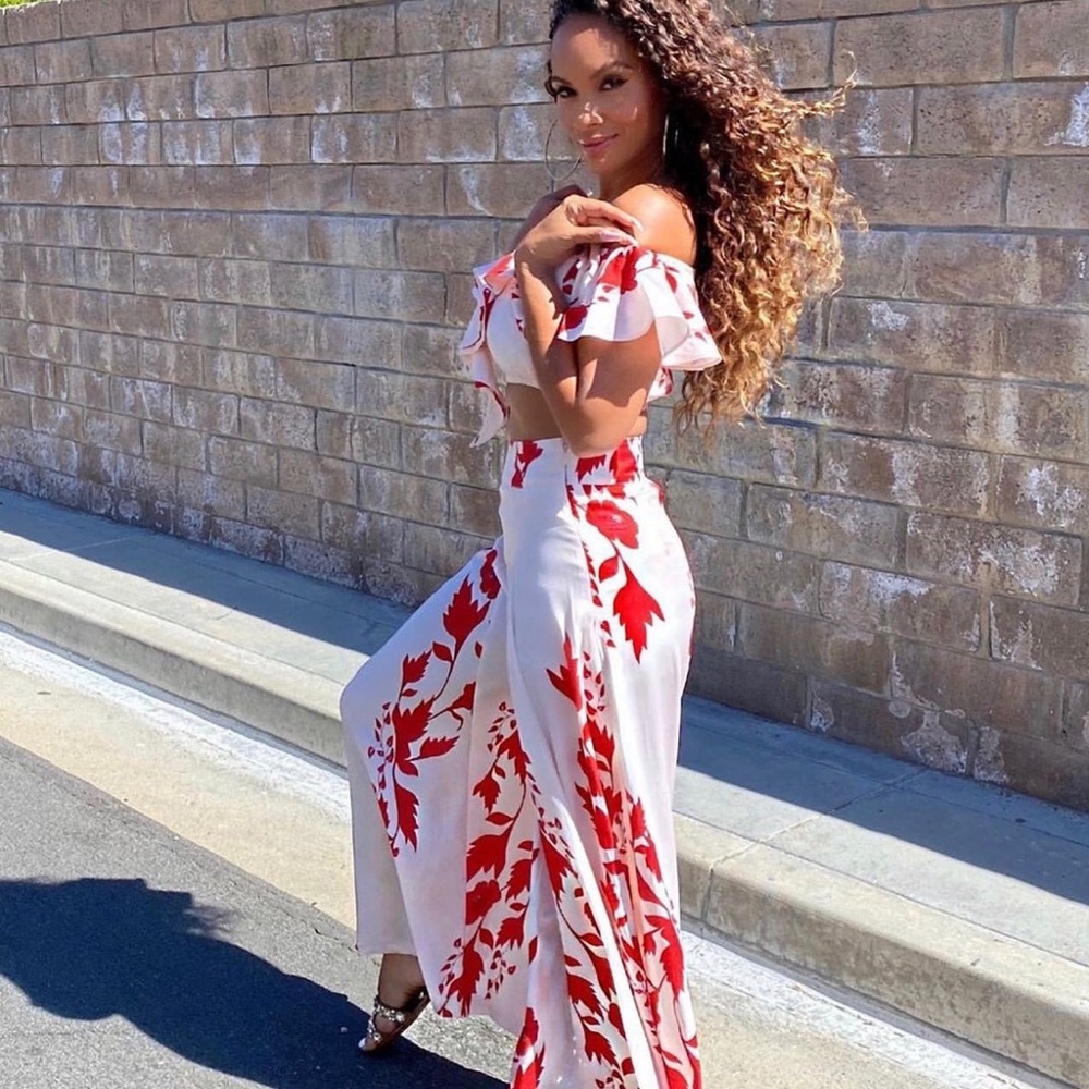 Floral wide leg pant set